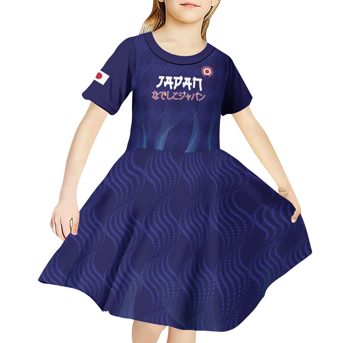 Custom Japan Football Kid Short Sleeve Dress Go Champions Nadeshiko Japanese - Wonder Print Shop