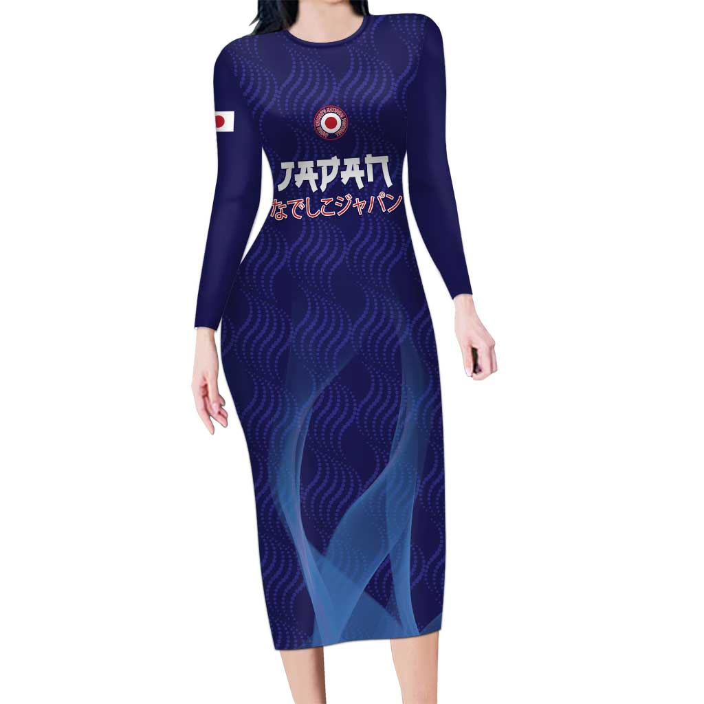 Custom Japan Football Long Sleeve Bodycon Dress Go Champions Nadeshiko Japanese - Wonder Print Shop