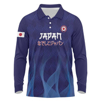 Custom Japan Football Long Sleeve Polo Shirt Go Champions Nadeshiko Japanese - Wonder Print Shop