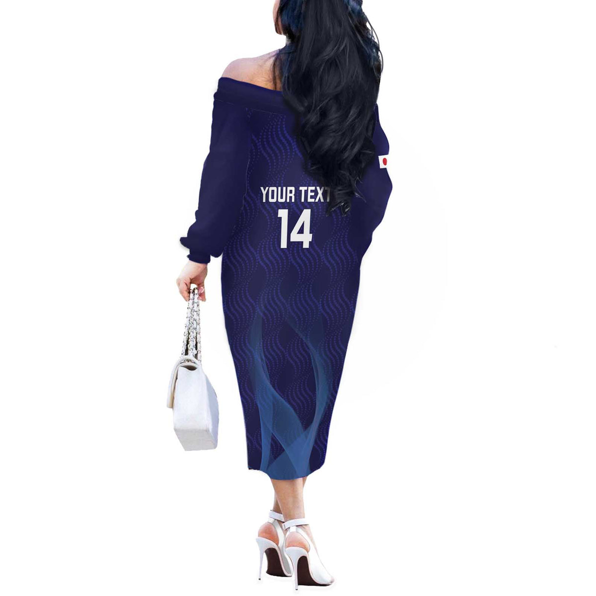 Custom Japan Football Off The Shoulder Long Sleeve Dress Go Champions Nadeshiko Japanese - Wonder Print Shop