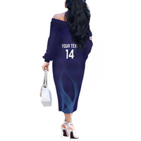 Custom Japan Football Off The Shoulder Long Sleeve Dress Go Champions Nadeshiko Japanese - Wonder Print Shop