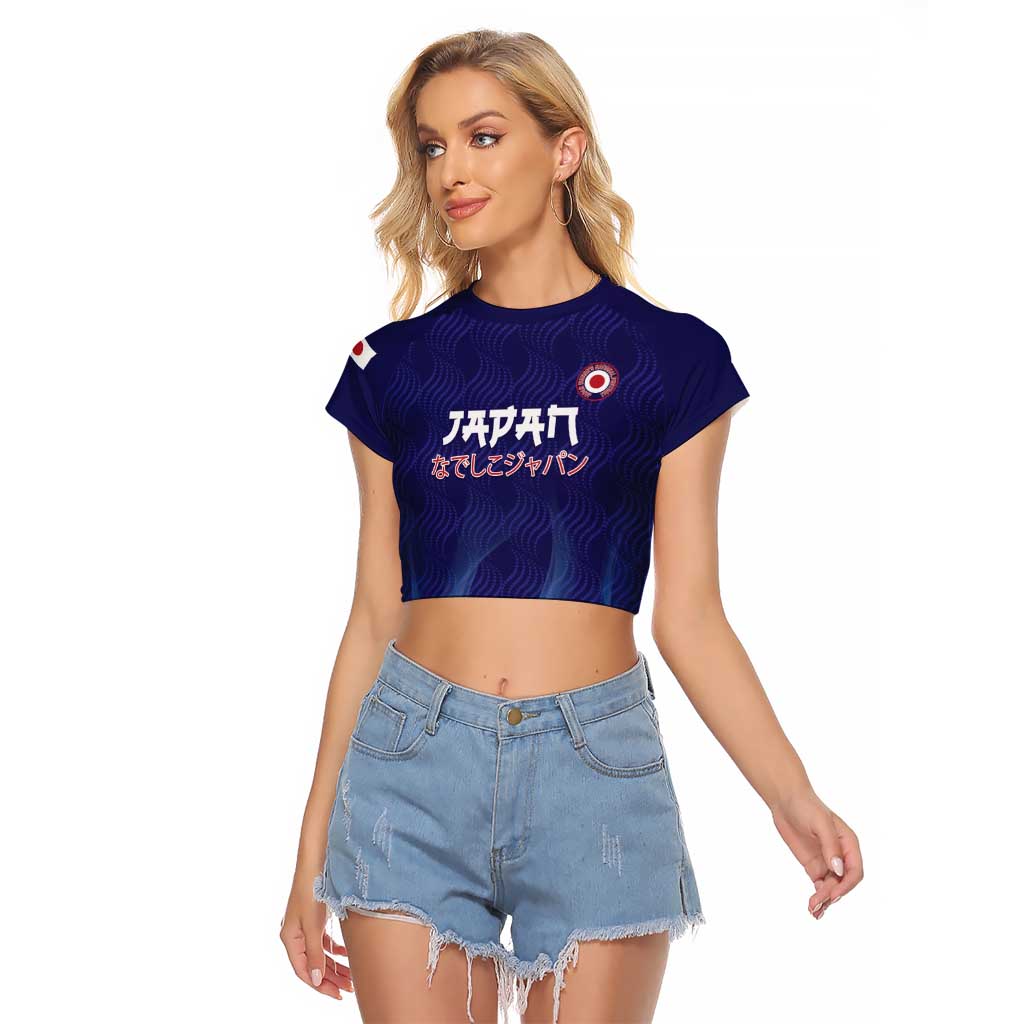Custom Japan Football Raglan Cropped T Shirt Go Champions Nadeshiko Japanese - Wonder Print Shop
