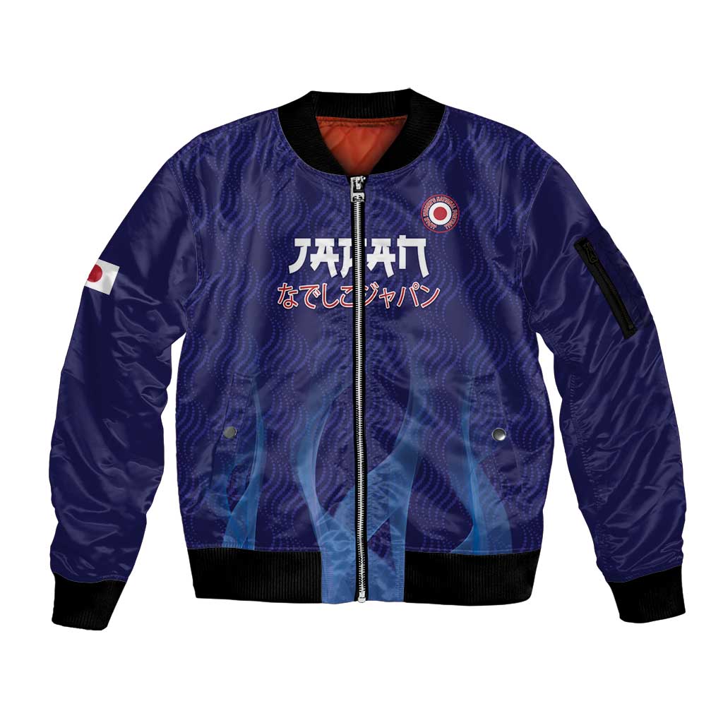Custom Japan Football Sleeve Zip Bomber Jacket Go Champions Nadeshiko Japanese - Wonder Print Shop