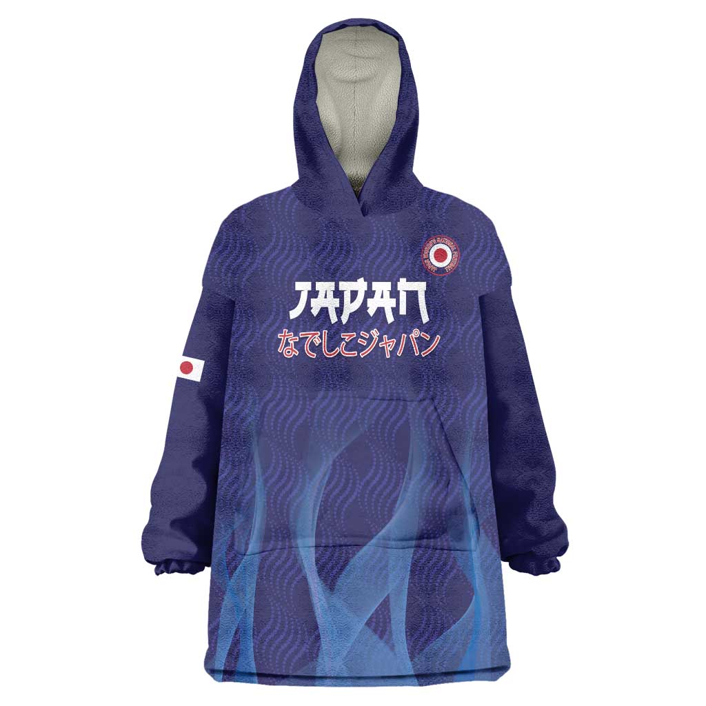 Custom Japan Football Wearable Blanket Hoodie Go Champions Nadeshiko Japanese - Wonder Print Shop