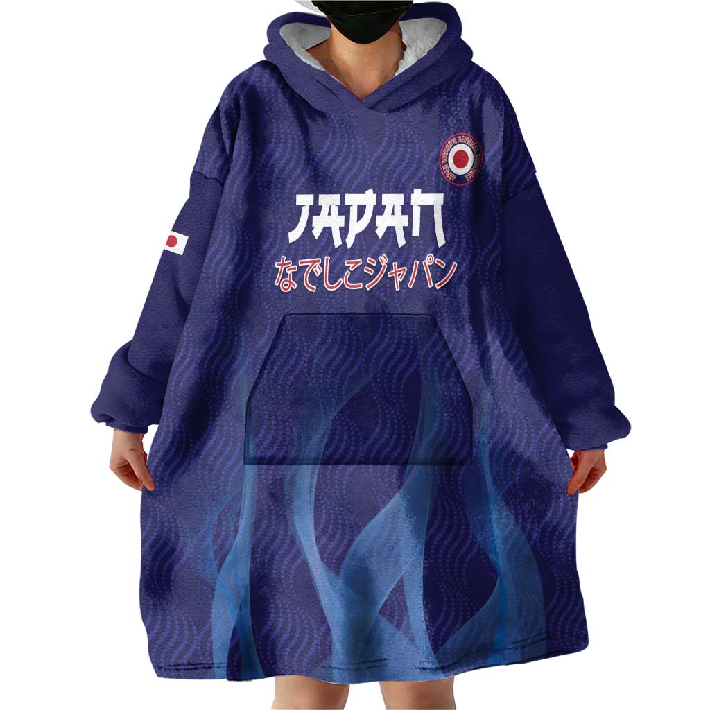 Custom Japan Football Wearable Blanket Hoodie Go Champions Nadeshiko Japanese - Wonder Print Shop