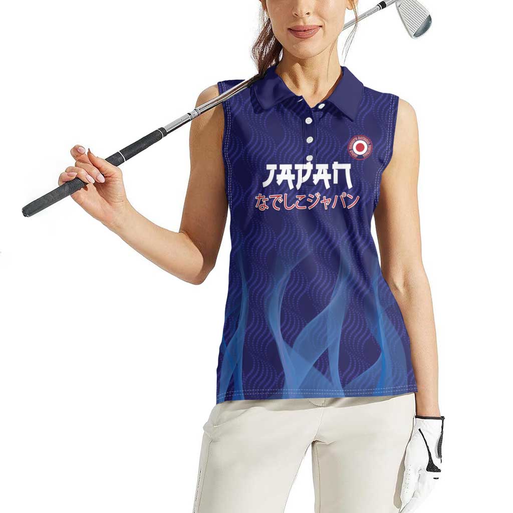 Custom Japan Football Women Sleeveless Polo Shirt Go Champions Nadeshiko Japanese - Wonder Print Shop