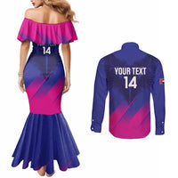 Custom UAE Cricket Couples Matching Mermaid Dress and Long Sleeve Button Shirt Go Champions United Arab Emirates Falcon