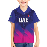 Custom UAE Cricket Family Matching Off The Shoulder Long Sleeve Dress and Hawaiian Shirt Go Champions United Arab Emirates Falcon - Wonder Print Shop