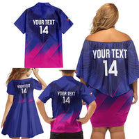 Custom UAE Cricket Family Matching Off Shoulder Short Dress and Hawaiian Shirt Go Champions United Arab Emirates Falcon - Wonder Print Shop