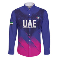 Custom UAE Cricket Family Matching Off Shoulder Short Dress and Hawaiian Shirt Go Champions United Arab Emirates Falcon - Wonder Print Shop