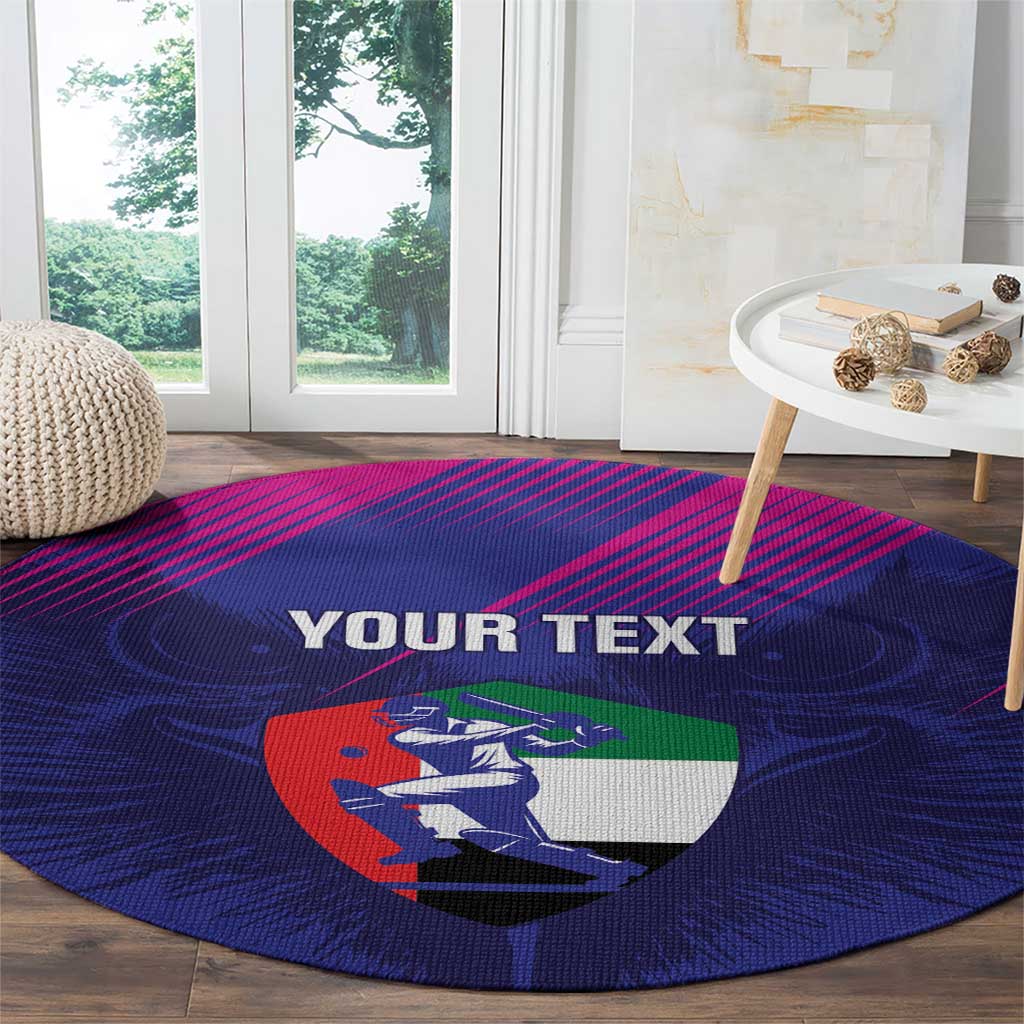 Custom UAE Cricket Round Carpet Go Champions United Arab Emirates Falcon