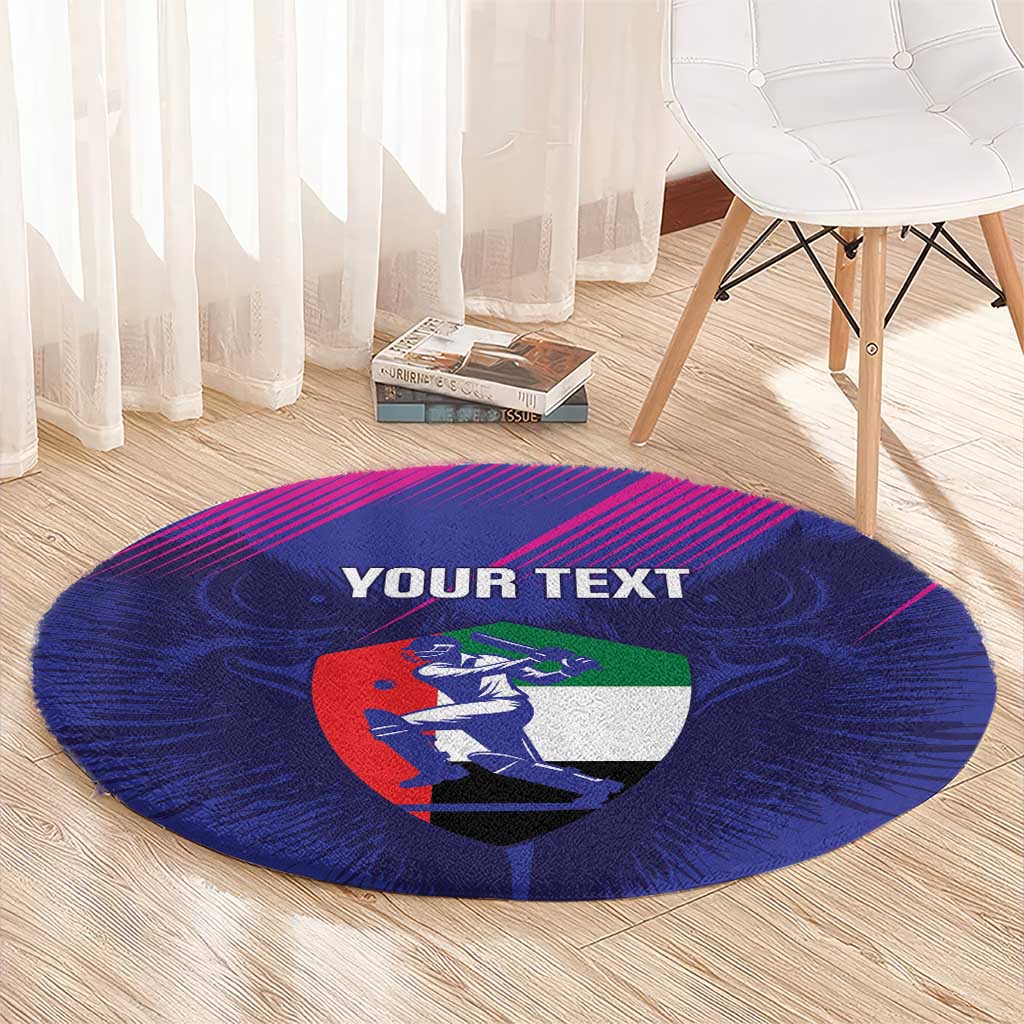 Custom UAE Cricket Round Carpet Go Champions United Arab Emirates Falcon