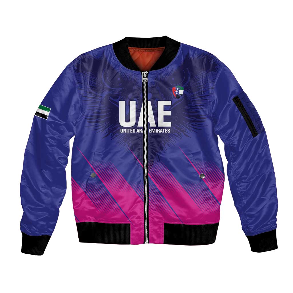 Custom UAE Cricket Sleeve Zip Bomber Jacket Go Champions United Arab Emirates Falcon - Wonder Print Shop
