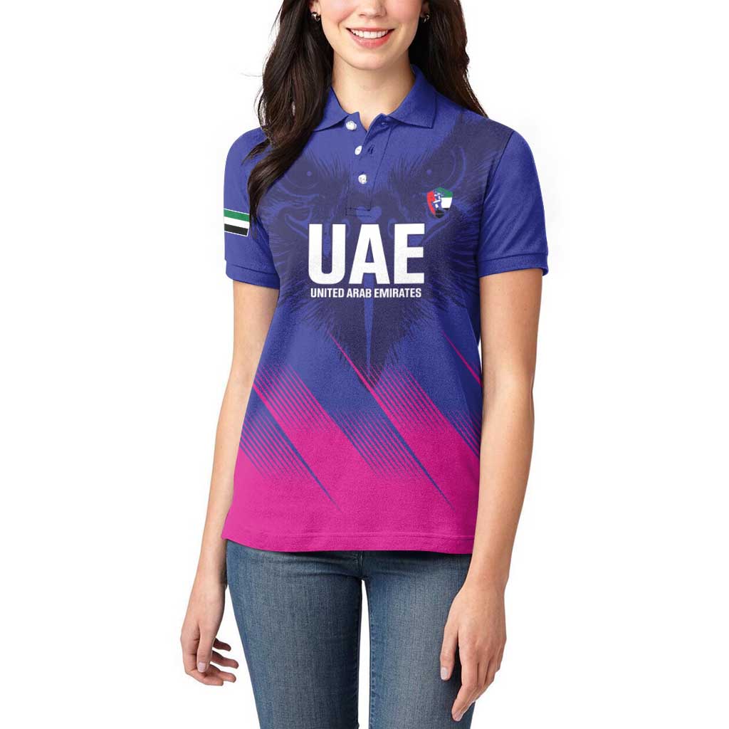 Custom UAE Cricket Women Polo Shirt Go Champions United Arab Emirates Falcon - Wonder Print Shop