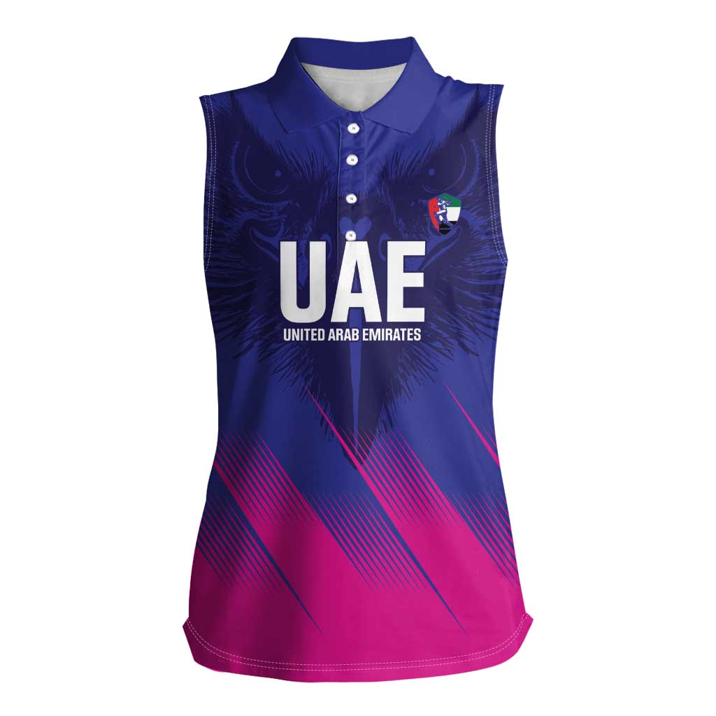 Custom UAE Cricket Women Sleeveless Polo Shirt Go Champions United Arab Emirates Falcon - Wonder Print Shop