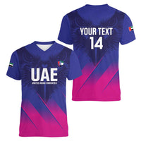 Custom UAE Cricket Women V-Neck T-Shirt Go Champions United Arab Emirates Falcon - Wonder Print Shop
