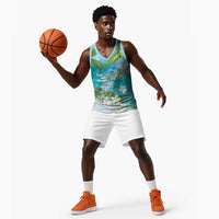 Afro Haiti Cotes des Arcadins Basketball Jersey Ayiti Map With Royal Palm Plumeria - Wonder Print Shop