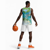 Afro Haiti Cotes des Arcadins Basketball Jersey Ayiti Map With Royal Palm Plumeria - Wonder Print Shop