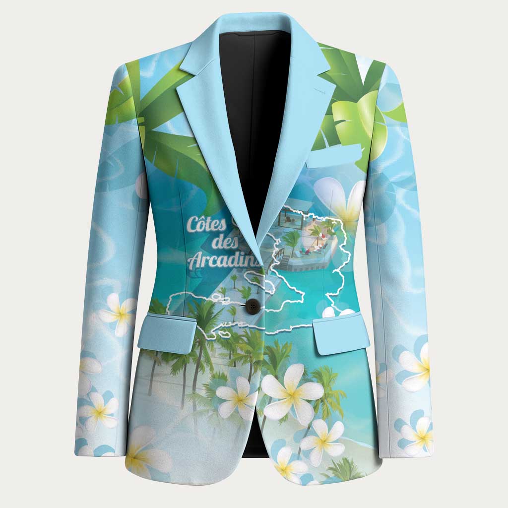 Afro Haiti Cotes des Arcadins Blazer Ayiti Map With Royal Palm Plumeria - Wonder Print Shop