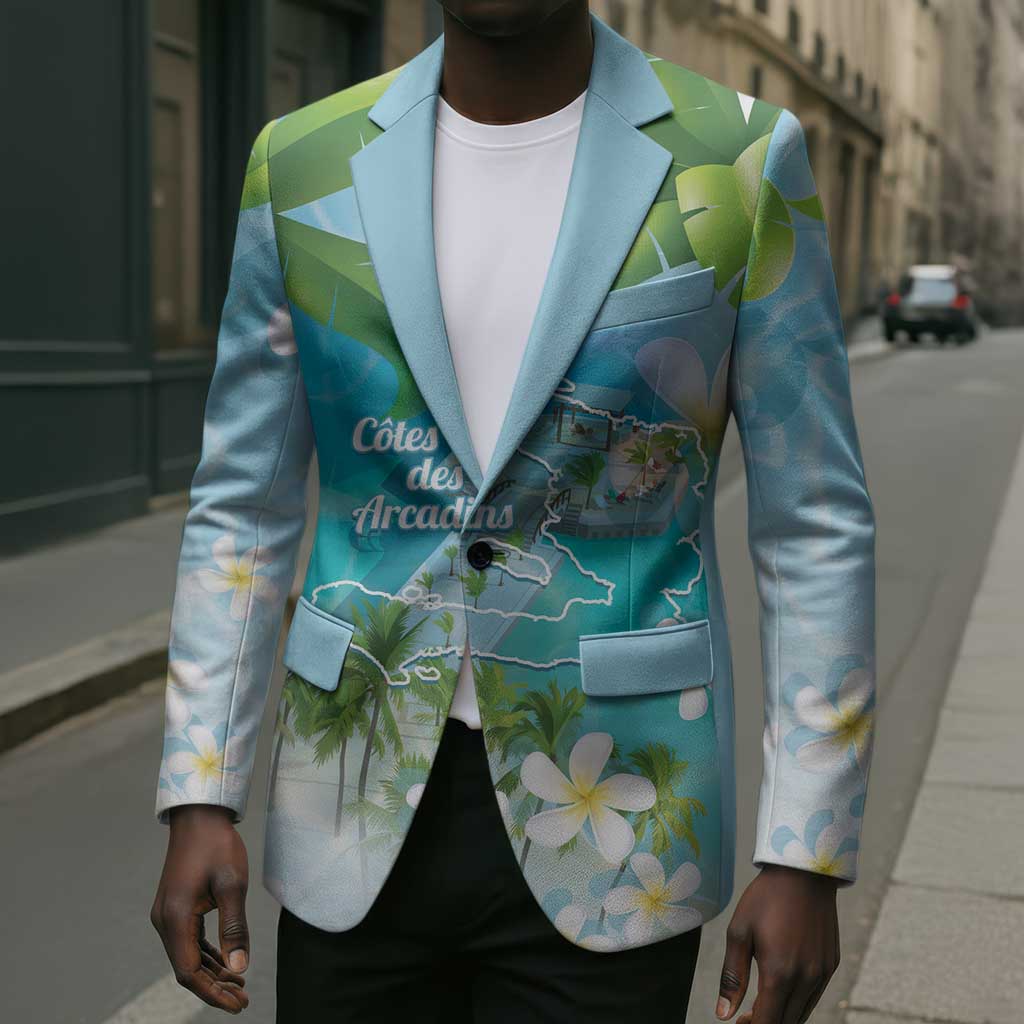 Afro Haiti Cotes des Arcadins Blazer Ayiti Map With Royal Palm Plumeria - Wonder Print Shop