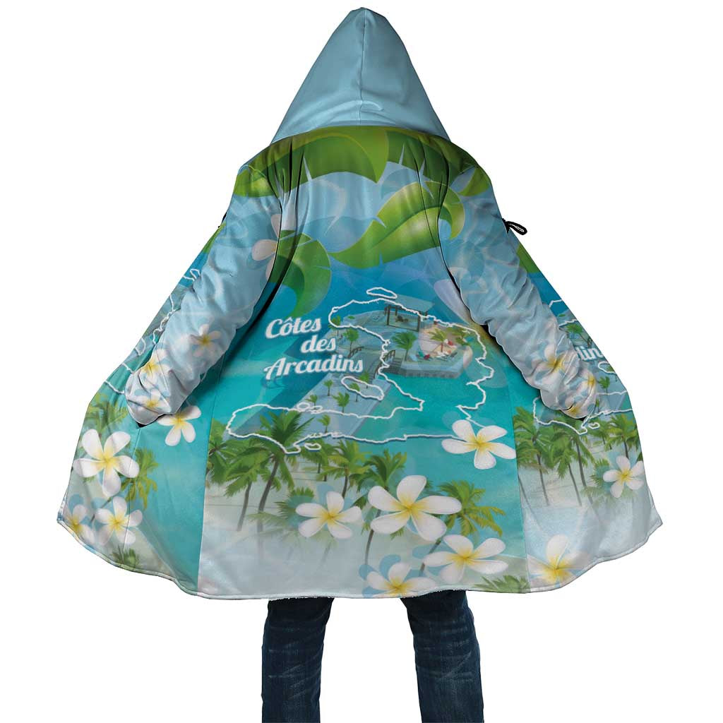 Afro Haiti Cotes des Arcadins Cloak Ayiti Map With Royal Palm Plumeria - Wonder Print Shop
