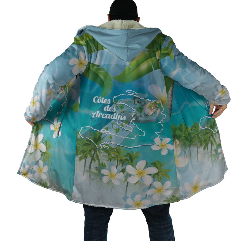 Afro Haiti Cotes des Arcadins Cloak Ayiti Map With Royal Palm Plumeria - Wonder Print Shop