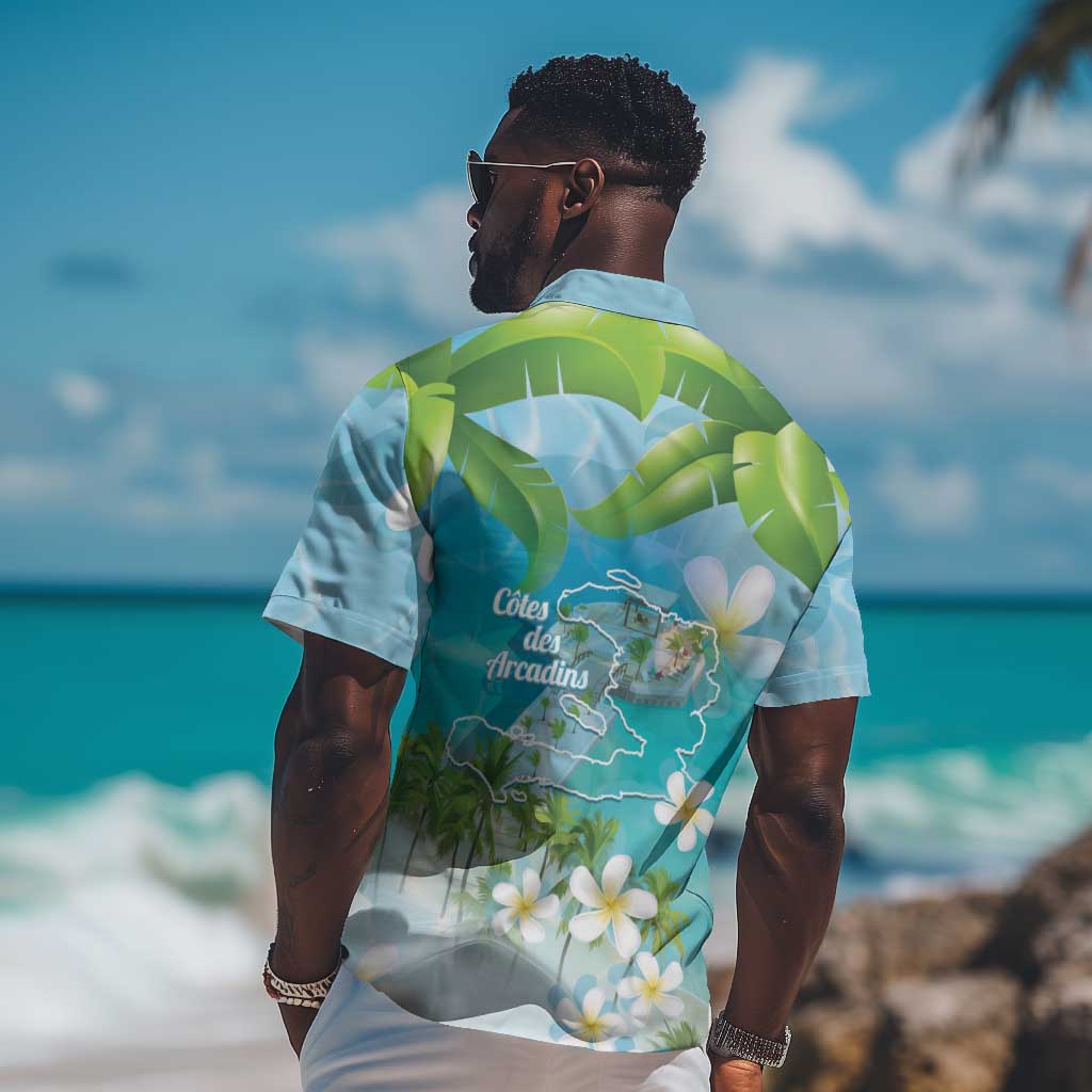 Afro Haiti Cotes des Arcadins Hawaiian Shirt Ayiti Map With Royal Palm Plumeria LT14