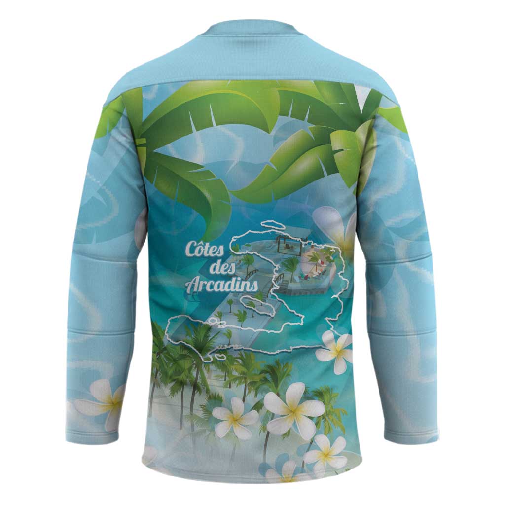Afro Haiti Cotes des Arcadins Hockey Jersey Ayiti Map With Royal Palm Plumeria - Wonder Print Shop
