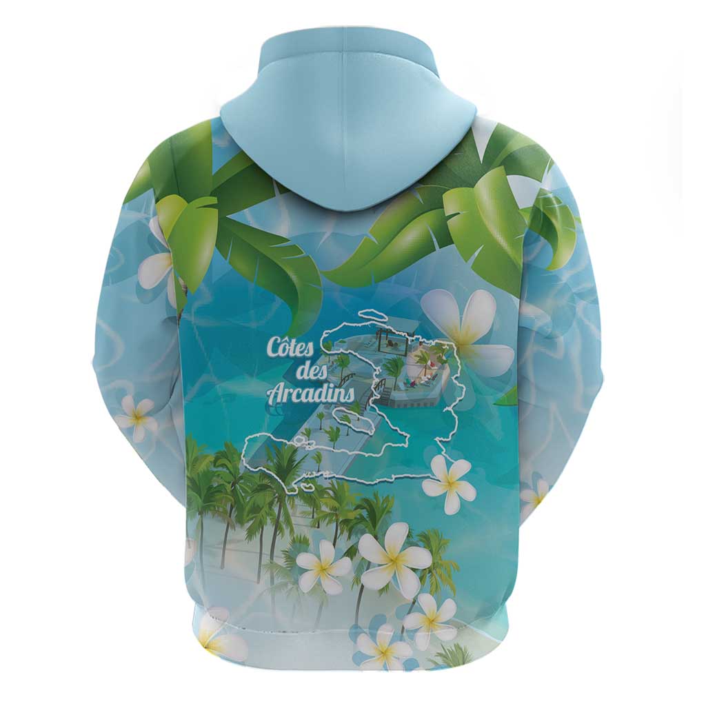 Afro Haiti Cotes des Arcadins Hoodie Ayiti Map With Royal Palm Plumeria - Wonder Print Shop