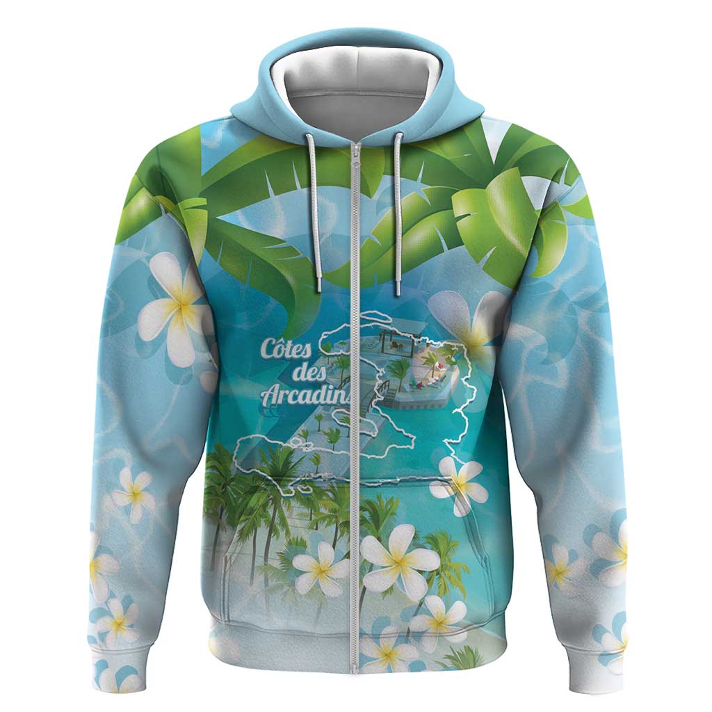 Afro Haiti Cotes des Arcadins Hoodie Ayiti Map With Royal Palm Plumeria - Wonder Print Shop
