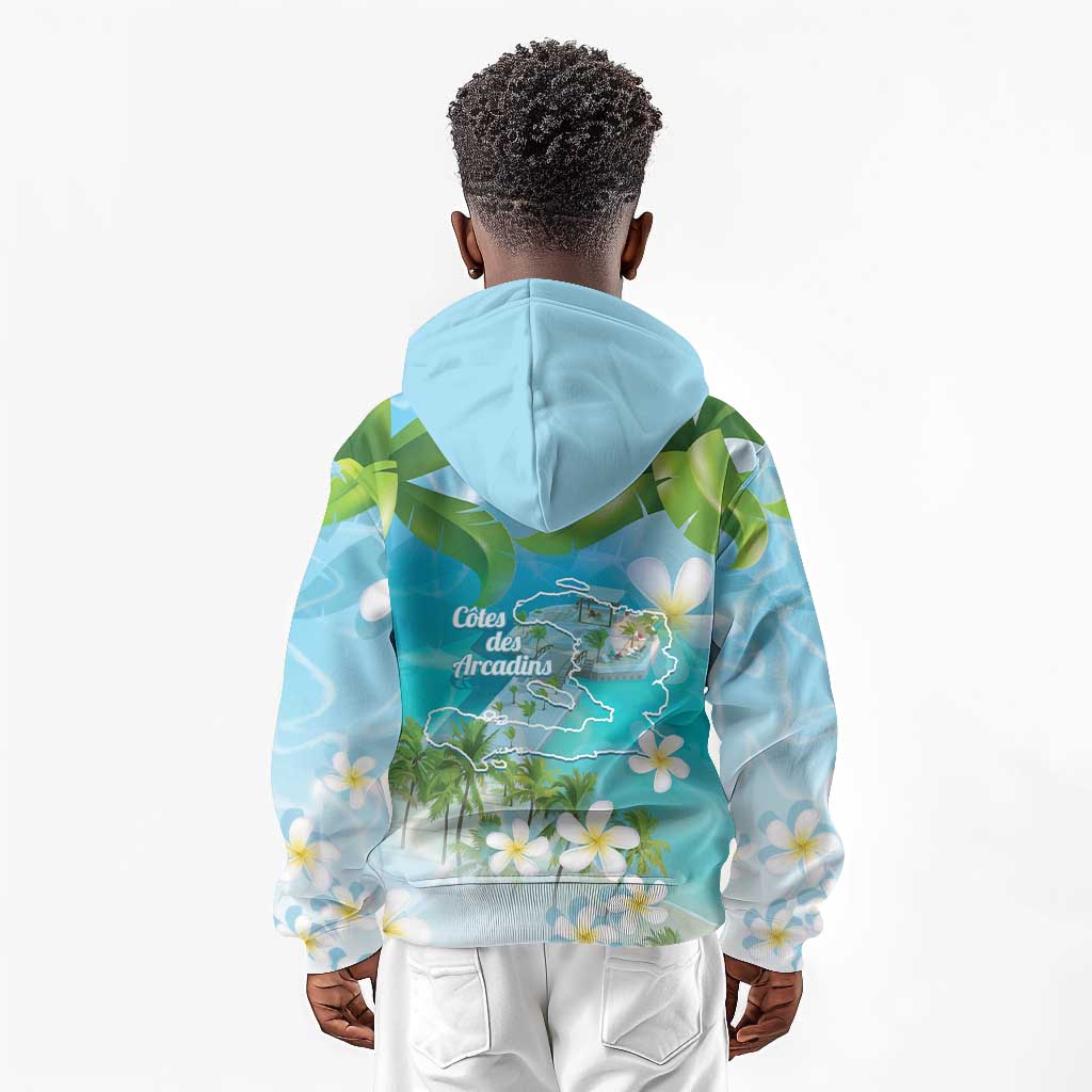 Afro Haiti Cotes des Arcadins Kid Hoodie Ayiti Map With Royal Palm Plumeria - Wonder Print Shop