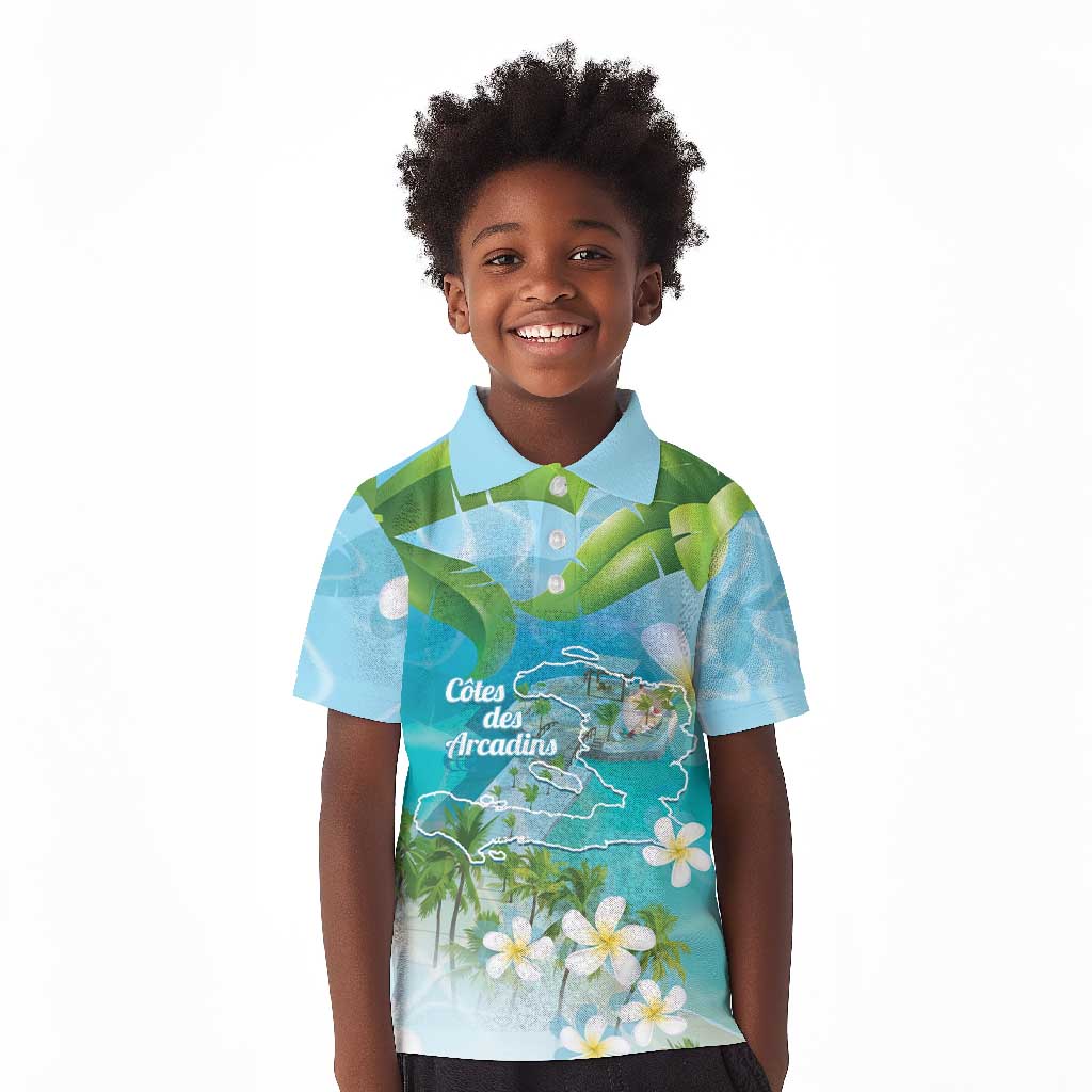 Afro Haiti Cotes des Arcadins Kid Polo Shirt Ayiti Map With Royal Palm Plumeria LT14