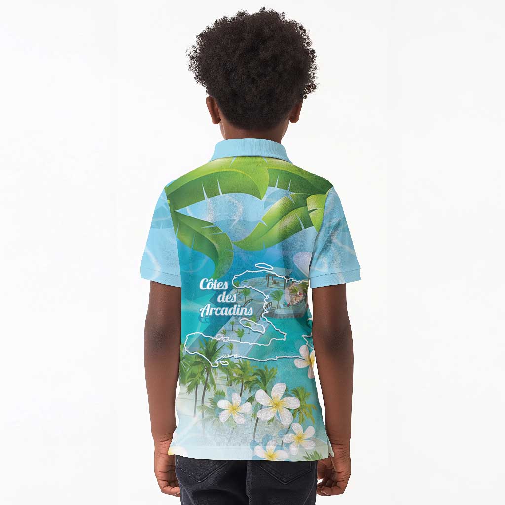 Afro Haiti Cotes des Arcadins Kid Polo Shirt Ayiti Map With Royal Palm Plumeria LT14