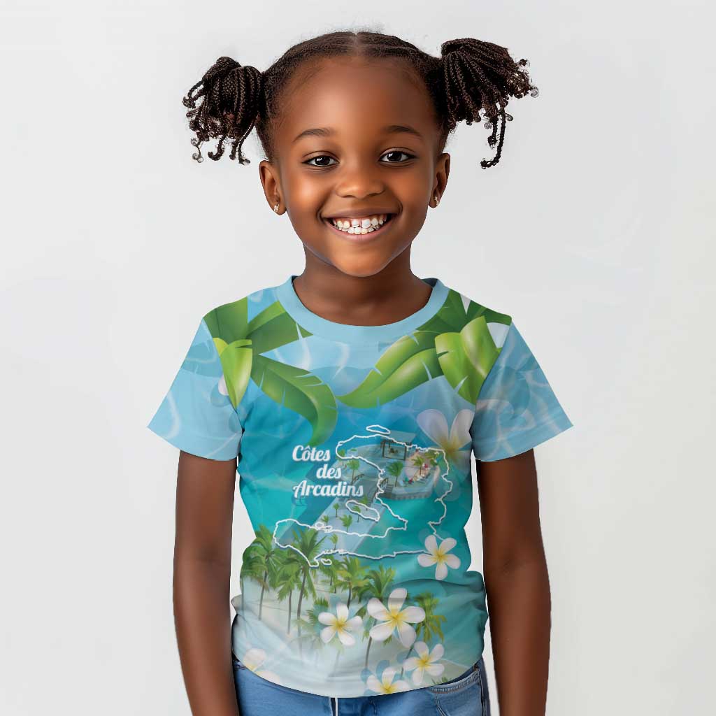 Afro Haiti Cotes des Arcadins Kid T shirt Ayiti Map With Royal Palm Plumeria LT14