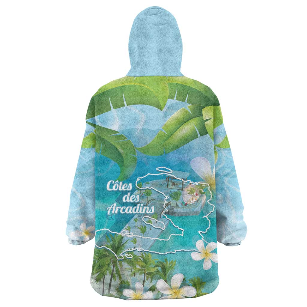 Afro Haiti Cotes des Arcadins Kid Wearable Blanket Hoodie Ayiti Map With Royal Palm Plumeria - Wonder Print Shop