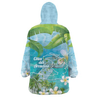 Afro Haiti Cotes des Arcadins Kid Wearable Blanket Hoodie Ayiti Map With Royal Palm Plumeria - Wonder Print Shop