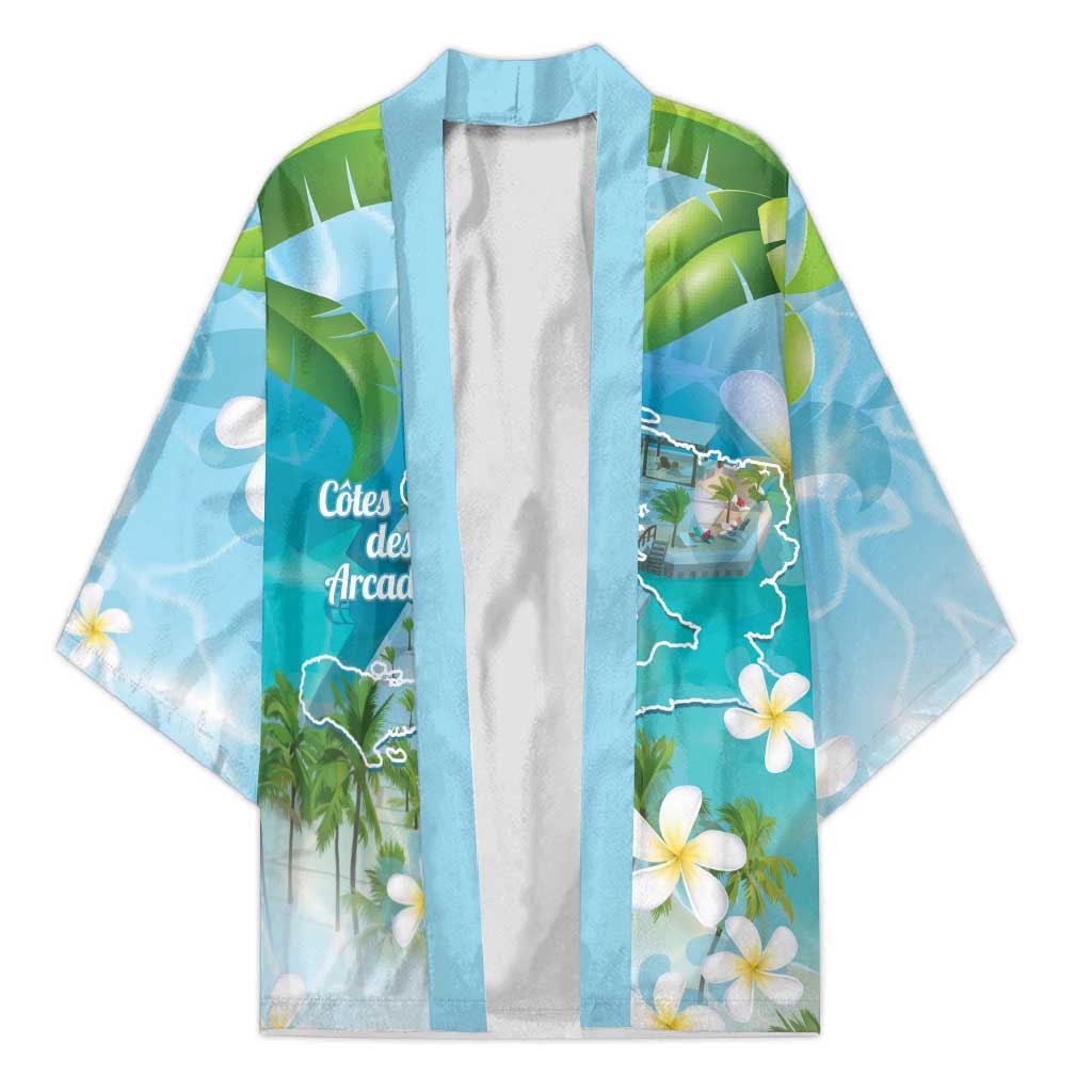 Afro Haiti Cotes des Arcadins Kimono Ayiti Map With Royal Palm Plumeria - Wonder Print Shop