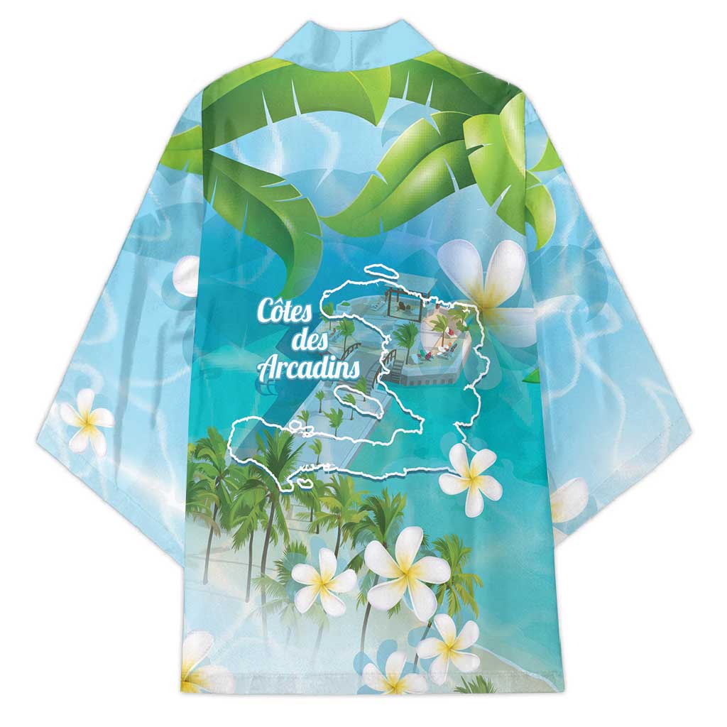 Afro Haiti Cotes des Arcadins Kimono Ayiti Map With Royal Palm Plumeria - Wonder Print Shop