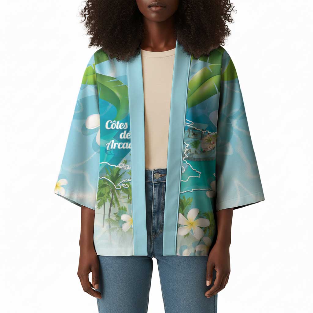 Afro Haiti Cotes des Arcadins Kimono Ayiti Map With Royal Palm Plumeria - Wonder Print Shop