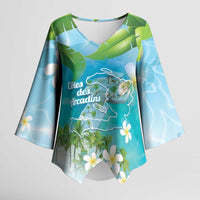 Afro Haiti Cotes des Arcadins Kimono Sleeve Blouse Ayiti Map With Royal Palm Plumeria - Wonder Print Shop