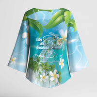 Afro Haiti Cotes des Arcadins Kimono Sleeve Blouse Ayiti Map With Royal Palm Plumeria - Wonder Print Shop