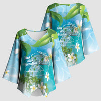Afro Haiti Cotes des Arcadins Kimono Sleeve Blouse Ayiti Map With Royal Palm Plumeria - Wonder Print Shop