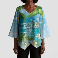 Afro Haiti Cotes des Arcadins Kimono Sleeve Blouse Ayiti Map With Royal Palm Plumeria - Wonder Print Shop