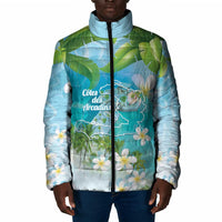 Afro Haiti Cotes des Arcadins Padded Jacket Ayiti Map With Royal Palm Plumeria - Wonder Print Shop