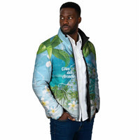 Afro Haiti Cotes des Arcadins Padded Jacket Ayiti Map With Royal Palm Plumeria - Wonder Print Shop