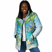Afro Haiti Cotes des Arcadins Padded Jacket Ayiti Map With Royal Palm Plumeria - Wonder Print Shop