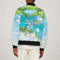 Afro Haiti Cotes des Arcadins Sleeve Zip Bomber Jacket Ayiti Map With Royal Palm Plumeria - Wonder Print Shop