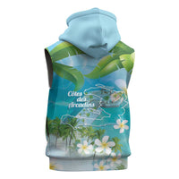 Afro Haiti Cotes des Arcadins Sleeveless Hoodie Ayiti Map With Royal Palm Plumeria - Wonder Print Shop