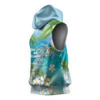 Afro Haiti Cotes des Arcadins Sleeveless Hoodie Ayiti Map With Royal Palm Plumeria - Wonder Print Shop