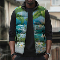 Afro Haiti Cotes des Arcadins Sleeveless Puffer Jacket Ayiti Map With Royal Palm Plumeria - Wonder Print Shop